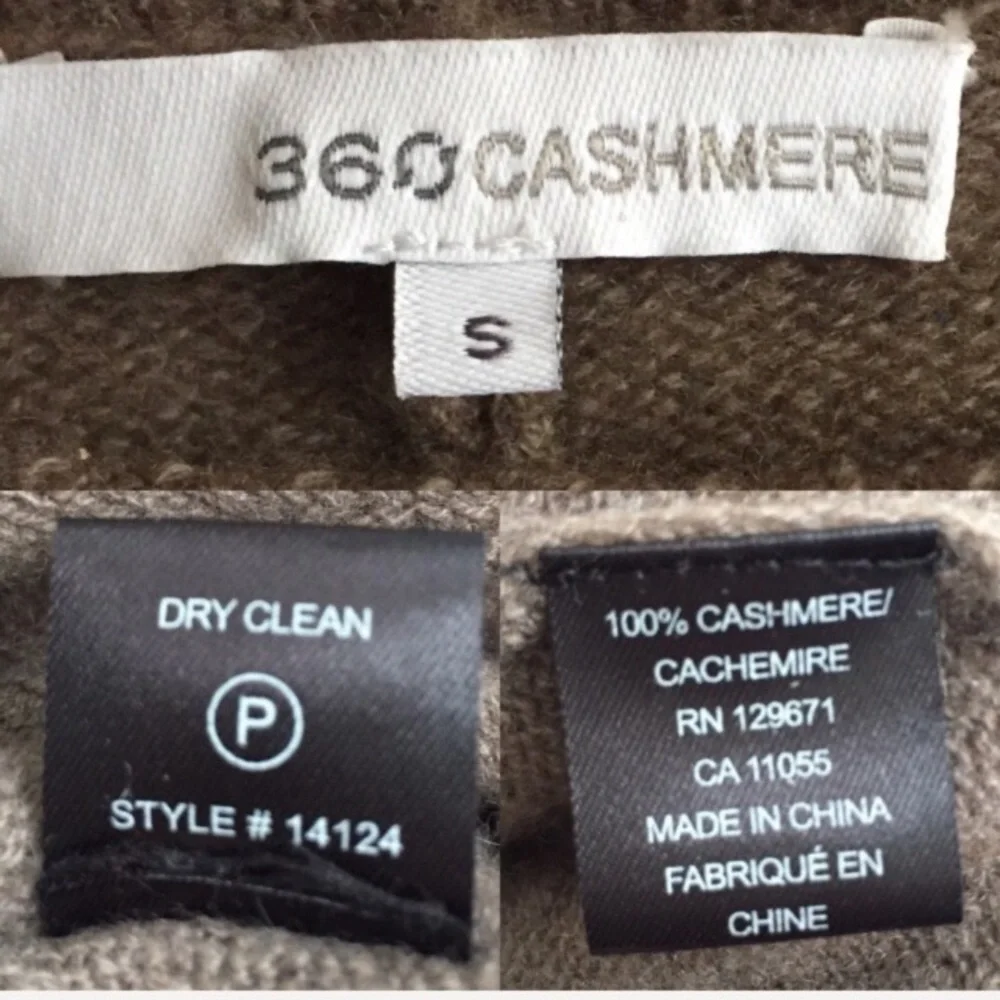 360 CASHMERE Brown Boat Neck Pullover Poncho Sweater Light Brown S - Picture 8 of 8